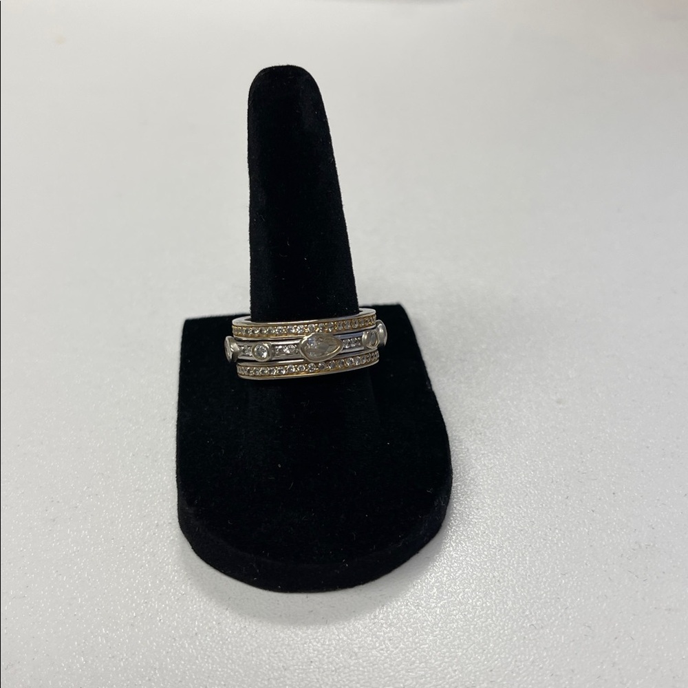 Stacking Rings 3 Gold/Silver Tone Sz 7 Wear 3 or Wear Separately. Eye Catching!